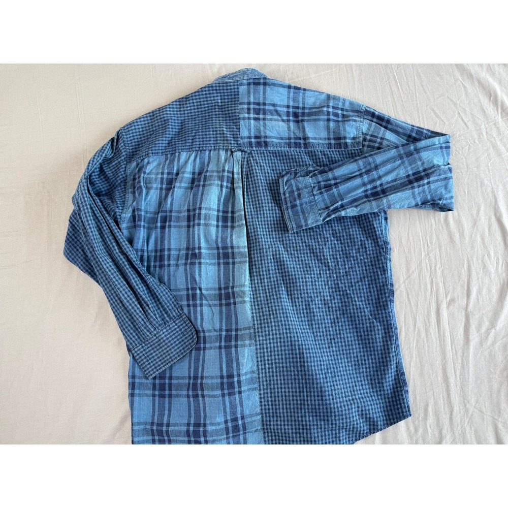 Vintage Chaps Ralph Lauren Shirt Medium Color Pattern Block Blue Long Sleeve - Picture 9 of 10